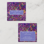 メイクアップアーティストパープルスターグリッター スクエア名刺 (正面/裏面)