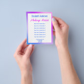 メイクアップアーティストパープルホワイトとブルーの文字テンプレート チラシ (手)