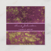 メイクアップアーティストパープルマーブル スクエア名刺 (正面)