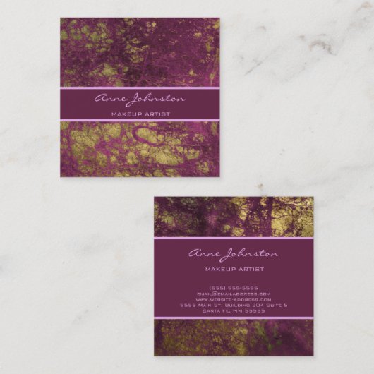 メイクアップアーティストパープルマーブル スクエア名刺 (正面/裏面)