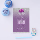 メイクアップアーティストパープルリップシルバーグリッターサロン チラシ (シングル)