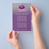 メイクアップアーティストパープルリップシルバーグリッターサロン チラシ (ハンドル)