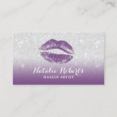 メイクアップアーティストパープルリップスティックモダンサロン 名刺 (正面)