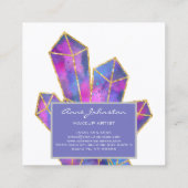 メイクアップアーティストパープル金ゴールドグリッター結晶 スクエア名刺 (裏面)