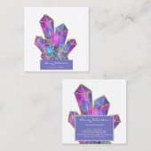 メイクアップアーティストパープル金ゴールドグリッター結晶 スクエア名刺 (正面/裏面)