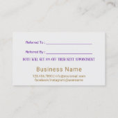 メイクアップアーティストパープル&金ゴールド紹介 紹介カード (裏面)