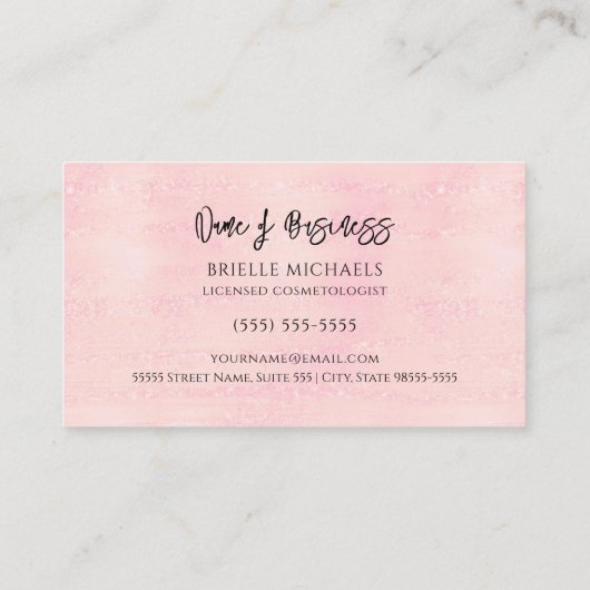 メイクアップアーティストパールピンクリップスティックキス美容学 名刺 (裏面)