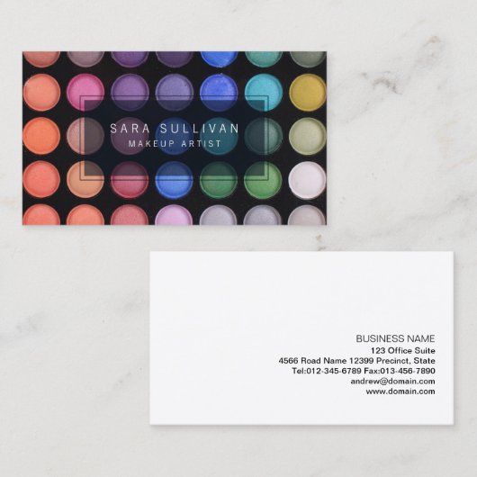 メイクアップアーティストビジネスカードカラフルアイシャドウ 名刺 (正面/裏面)