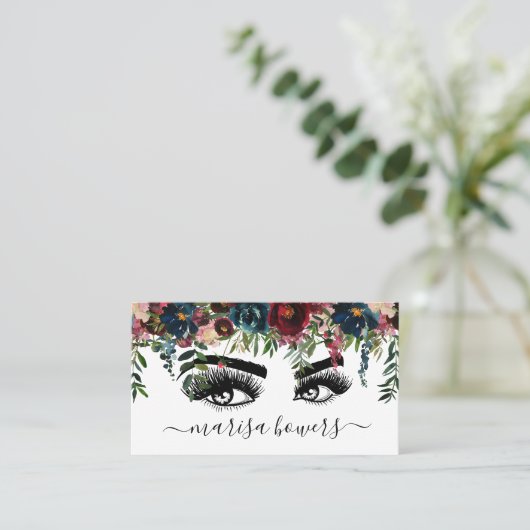 メイクアップアーティストビューティフルアイ美しいブルゴーニュフローラ 名刺 (スタンド正面)