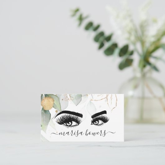 メイクアップアーティストビューティフルアイ美しい緑のフローラ 名刺 (スタンド正面)