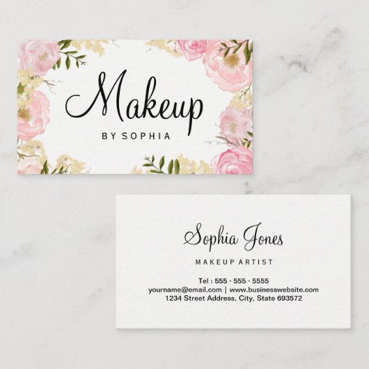 メイクアップアーティストピモダンンクフローラ名刺 名刺 (正面/裏面)