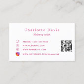 メイクアップアーティストピンクの口紅QRコードビジネスカード 名刺 (裏面)