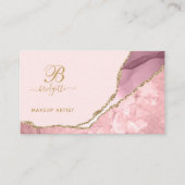メイクアップアーティストピンクアゲイト金ゴールド名刺 名刺 (正面)