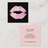 メイクアップアーティストピンクグリッターキスをするリップスクエア スクエア名刺 (正面/裏面)