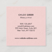 メイクアップアーティストピンクグリッターキスをするリップスクエア スクエア名刺 (裏面)