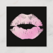メイクアップアーティストピンクグリッターキスをするリップスクエア スクエア名刺 (正面)