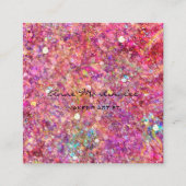 メイクアップアーティストピンクグリッタースクエアビジネスカード スクエア名刺 (正面)