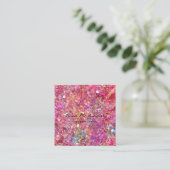 メイクアップアーティストピンクグリッタースクエアビジネスカード スクエア名刺 (スタンド正面)