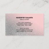メイクアップアーティストピンクシルバーグリッタータイポグラフィ 名刺 (裏面)
