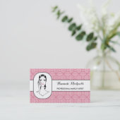 メイクアップアーティストピンクパウダーパフウーマンアポイントメント 予約カード (スタンド正面)