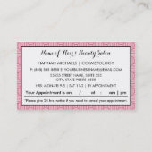 メイクアップアーティストピンクパウダーパフウーマンアポイントメント 予約カード (裏面)