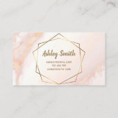 メイクアップアーティストピンクマーブルジオメトリックエレガント金ゴールド 名刺 (裏面)