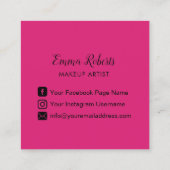 メイクアップアーティストピンクリップクイーンクラウン美しいサロン スクエア名刺 (裏面)