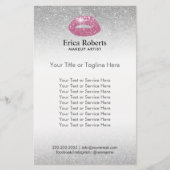 メイクアップアーティストピンクリップシルバーグリッターサロン チラシ (正面)