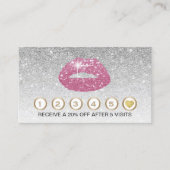 メイクアップアーティストピンクリップシルバーグリッターロイヤリティ ロイヤリティカード (正面)