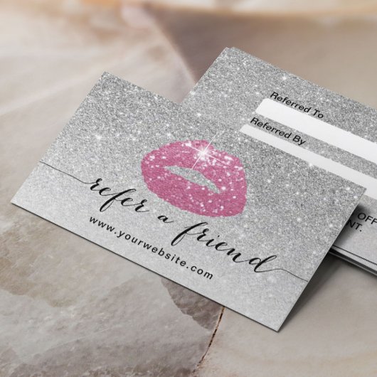 メイクアップアーティストピンクリップシルバーグリッター紹介 紹介カード