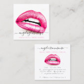 メイクアップアーティストピンクリップシンプル スクエア名刺 (正面/裏面)