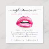 メイクアップアーティストピンクリップシンプル スクエア名刺 (裏面)