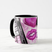 メイクアップアーティストピンクリップスティックキス美しいサロン マグカップ (正面左)