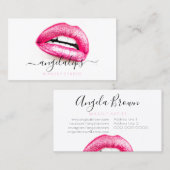 メイクアップアーティストピンクリップトレンディーセンスモダン 名刺 (正面/裏面)