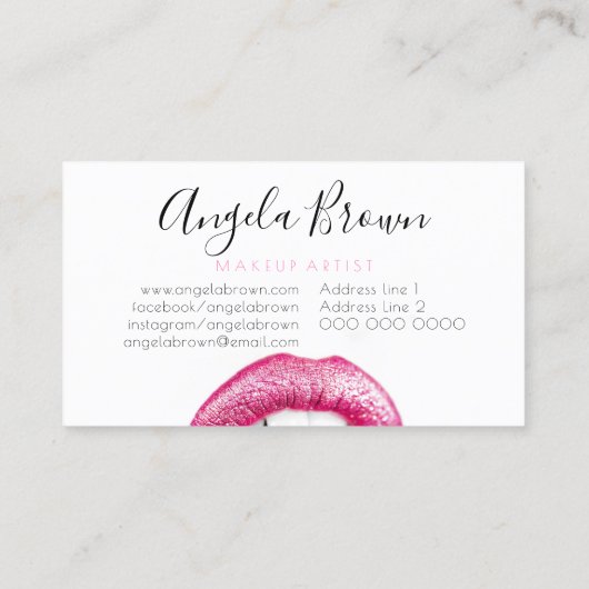 メイクアップアーティストピンクリップトレンディーセンスモダン 名刺 (裏面)