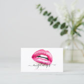 メイクアップアーティストピンクリップトレンディーセンスモダン 名刺 (スタンド正面)