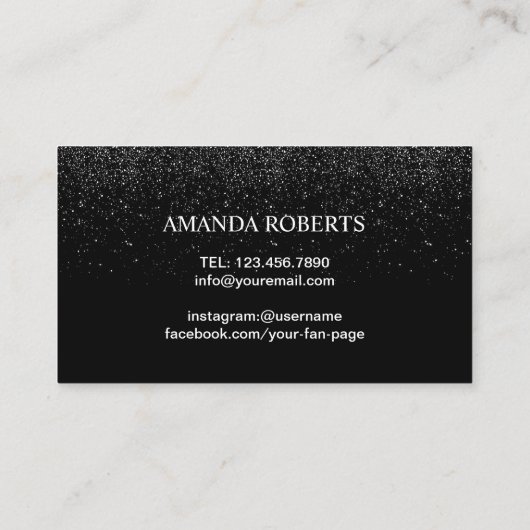 メイクアップアーティストピンクリップトレンディーブラックグリッター はっきりした 名刺 (裏面)
