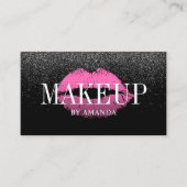 メイクアップアーティストピンクリップトレンディーブラックグリッター はっきりした 名刺 (正面)