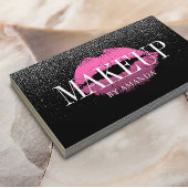 メイクアップアーティストピンクリップトレンディーブラックグリッター はっきりした 名刺