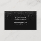 メイクアップアーティストピンクリップモダンブラックグリッターサロン 名刺 (裏面)