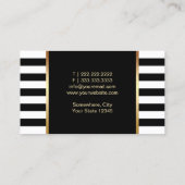 メイクアップアーティストピンクリップモダン白黒ストライプ 名刺 (裏面)