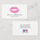メイクアップアーティストピンクリップ美しいサロン ミニマル 名刺 (正面/裏面)