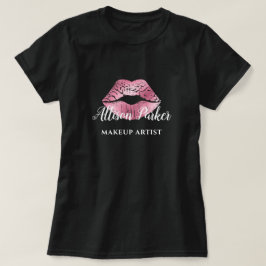 メイクアップアーティストピンクロゴキス名 Tシャツ