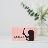 メイクアップアーティストピンク女の子らしい女の子美容師 名刺 (スタンド正面)