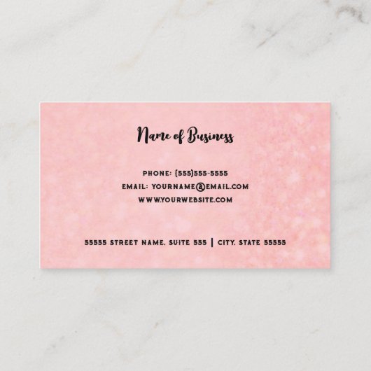 メイクアップアーティストピンク女の子らしい女の子美容師 名刺 (裏面)