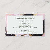 メイクアップアーティストピンク白黒大理石グリッターラッシュ 名刺 (裏面)