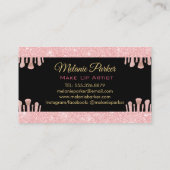 メイクアップアーティストピンク金ゴールドエレガントグリッタートレンディー 名刺 (裏面)
