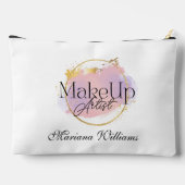 メイクアップアーティストピンク金ゴールドスタイリッシュロゴミニマル アクセサリーポーチ (裏面)