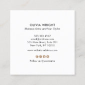 メイクアップアーティストピンク（ばちゃばちゃ）跳ねる署名スクリプト スクエア名刺 (裏面)