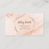 メイクアップアーティストピーチマーブルジオメトリックエレガント金ゴールド 名刺 (裏面)